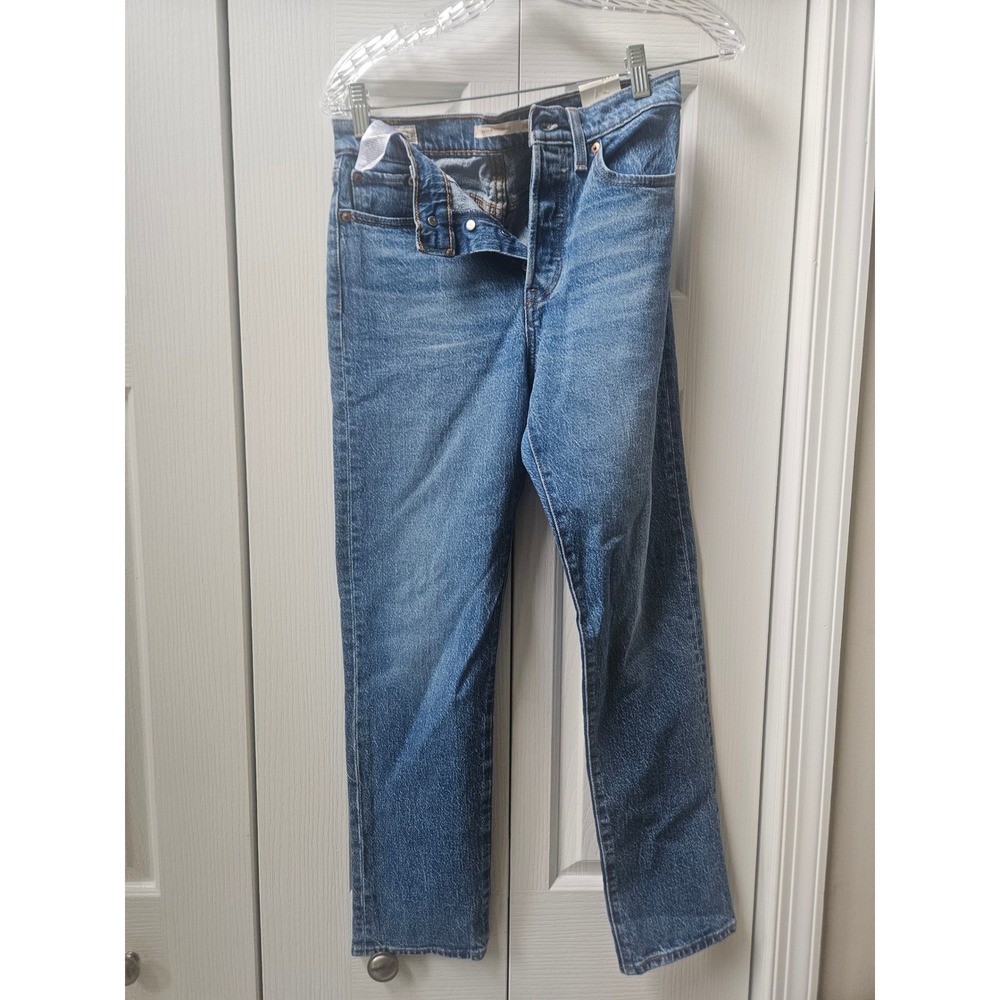 Levis Premium 501 Original Cropped Jeans 26x28 Medium Wash Button Fly Denim